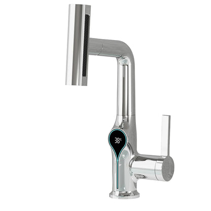 Waterfall/Stream Sprayer Faucet With Digital Temperature Display