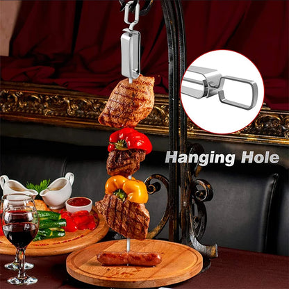 Stainless Steel BBQ Skewers with Quick Release Metal Sliding Handle