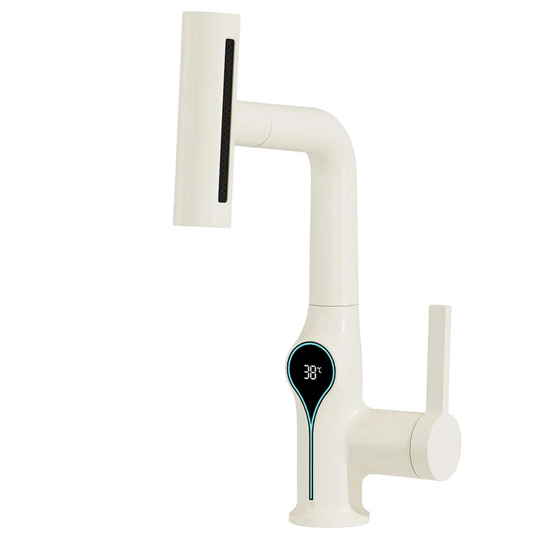 Waterfall/Stream Sprayer Faucet With Digital Temperature Display