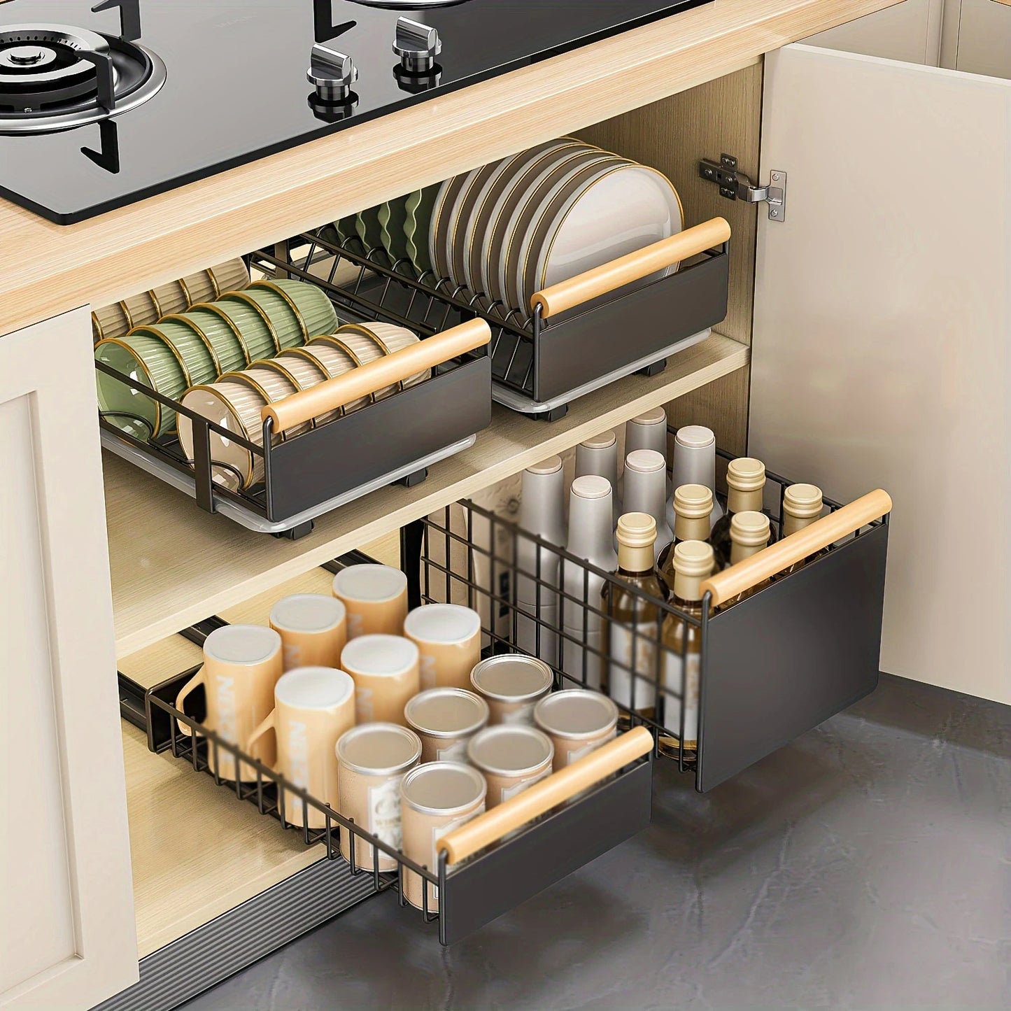 Pull Out Organizer, Dish Rack , Multifunctional