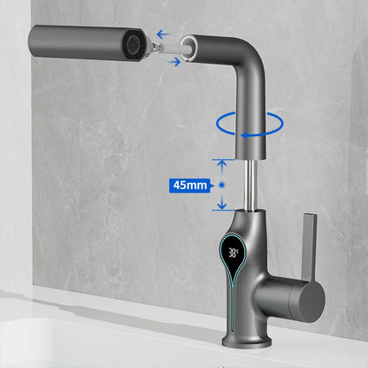 Waterfall/Stream Sprayer Faucet With Digital Temperature Display
