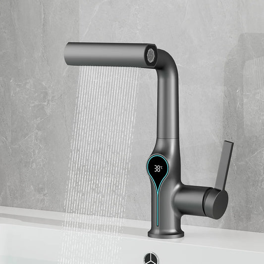 Waterfall/Stream Sprayer Faucet With Digital Temperature Display