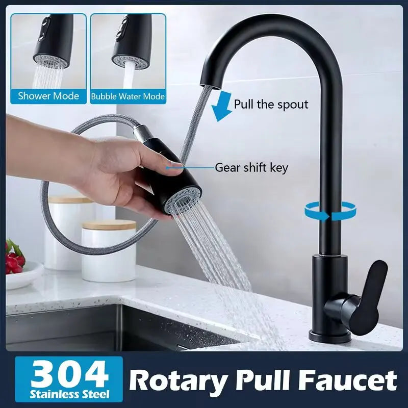 Stainless Steel Water Faucet With Pull Out Spout