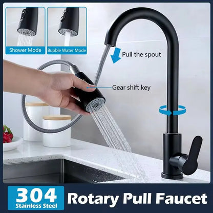 Stainless Steel Water Faucet With Pull Out Spout
